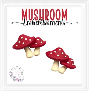 ⋅ Mushroom Embellishments ⋅ Fairy House Toadstool Flatback Resin  x 2pc