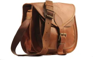= Women's Real Leather Shoulder Cross Body Satchel Saddle Tablet Retro Rustic Vintage Bag (7 X 9 X 3 INCH)