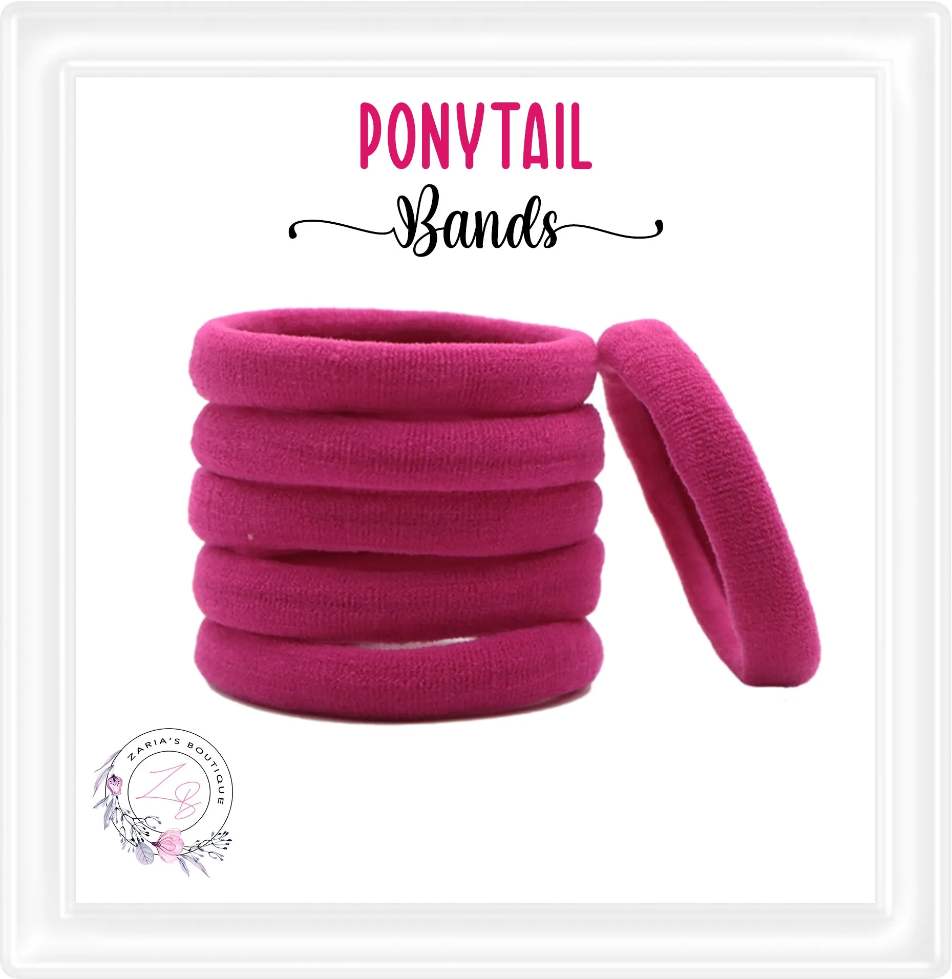 10 Nylon Ponytail Hair Bands ~ Hot Pink