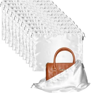 10 Pack Dust Bags for Purses and Handbags, Silk Dust Cover Storage Bag with Drawstring Travel Storage Pouch for Handbag Purse Shoes Boots (White, 19.6 × 15.7 in)