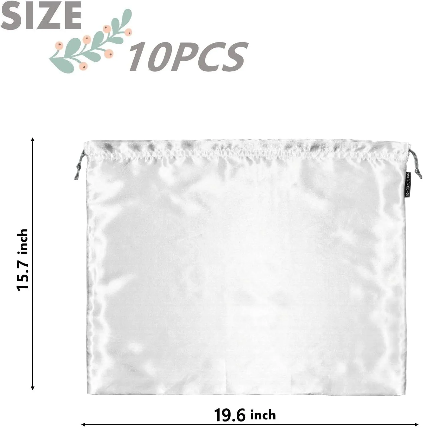10 Pack Dust Bags for Purses and Handbags, Silk Dust Cover Storage Bag with Drawstring Travel Storage Pouch for Handbag Purse Shoes Boots (White, 19.6 × 15.7 in)