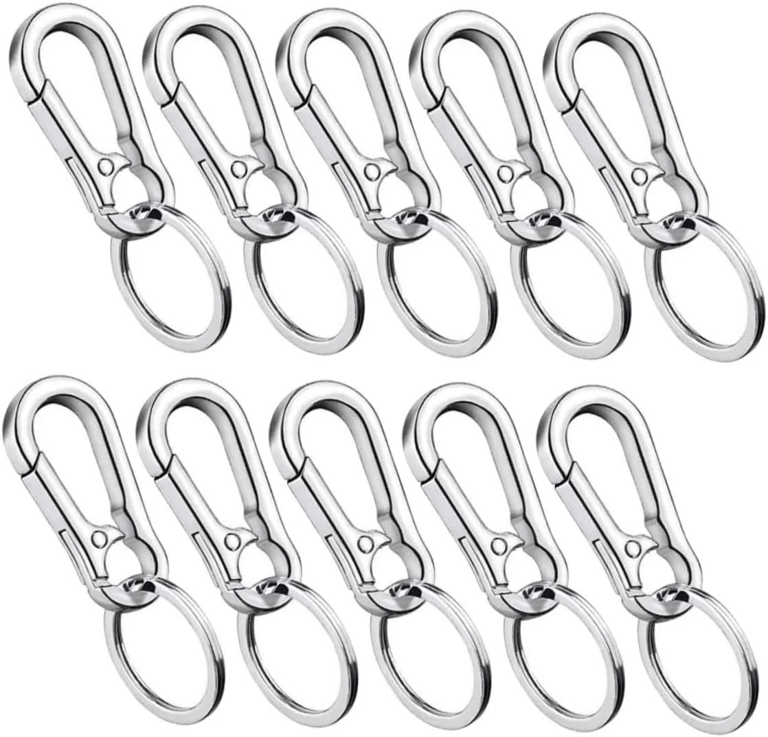 10-Pack Zinc Alloy Keychain Clip Women's Car Accessories Keyring Clip Carabiner Hook for Purse