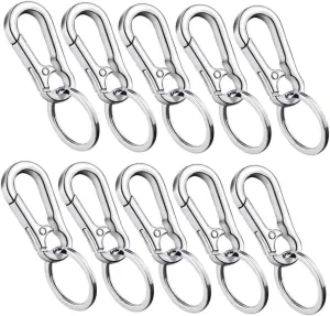 10-Pack Zinc Alloy Keychain Clip Women's Car Accessories Keyring Clip Carabiner Hook for Purse
