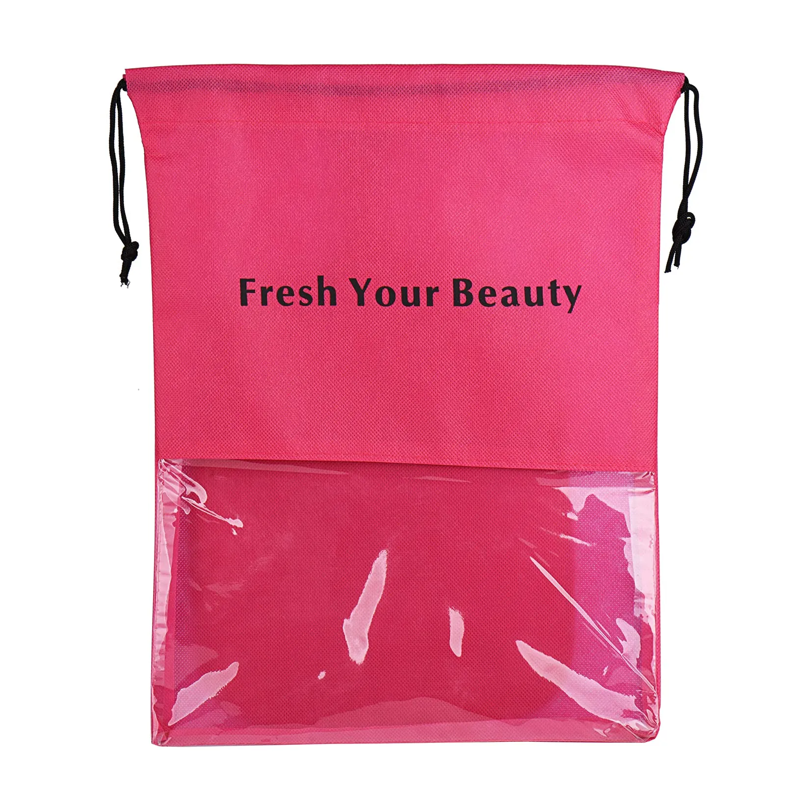 10 Packs Wig Storage Bags with Drawstring Hair Extensions Holder Hairpieces Carrier Organizer Dustproof Protector Pouch for Travel Daily Use (Large,Rose red)