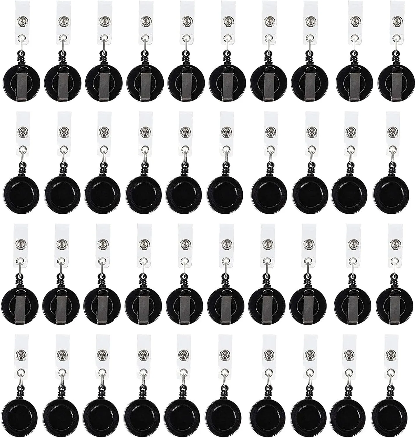 100 Pack Retractable ID Badge Holder Reel for Card Holders with Clips, Bulk for Nurses and Teachers, Office Supplies, Name Badge for Employees, Schools (26.5 Inches)