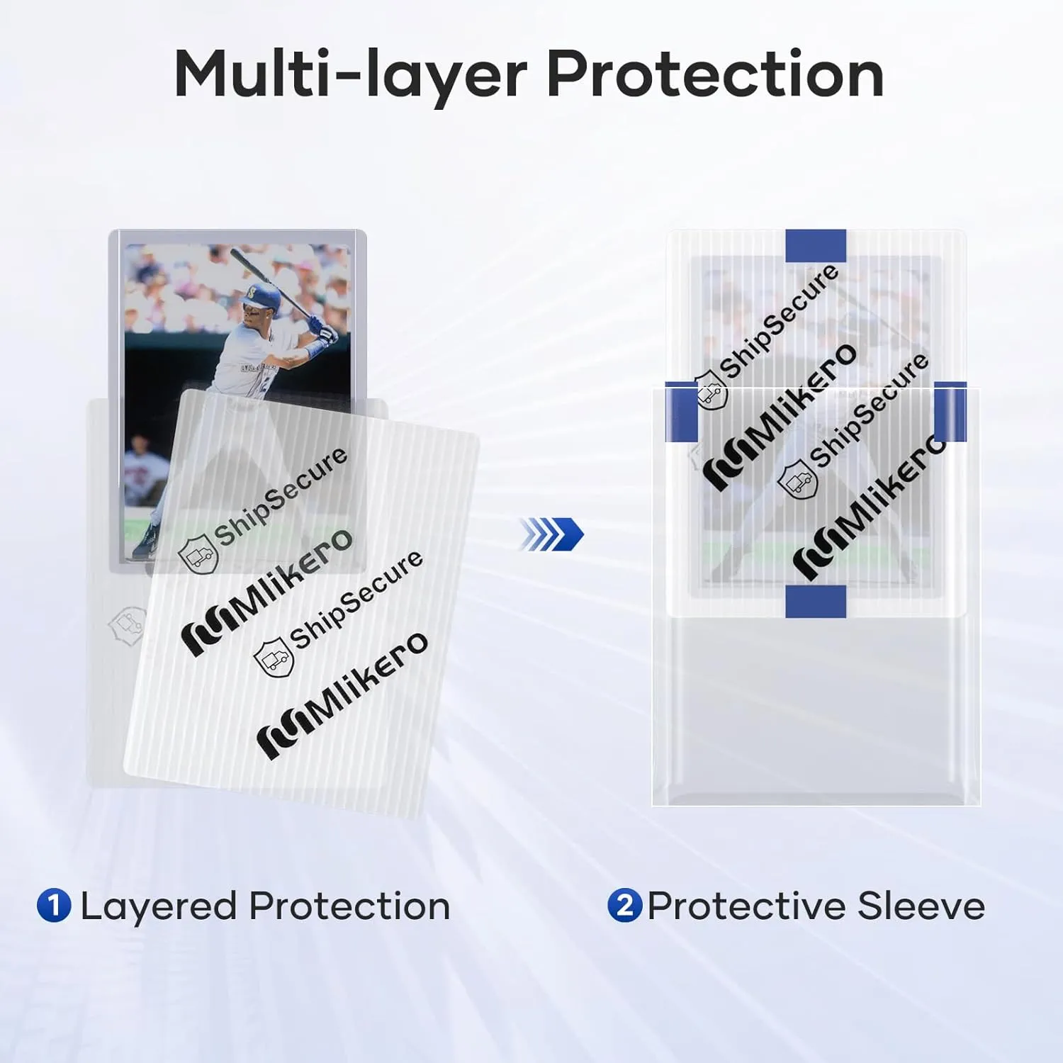 120 Pack Trading Card Shipping Protectors, 3.5'' x 4.5'' Plastic Card Protector with Tape Rolls for Mailing Sports Cards