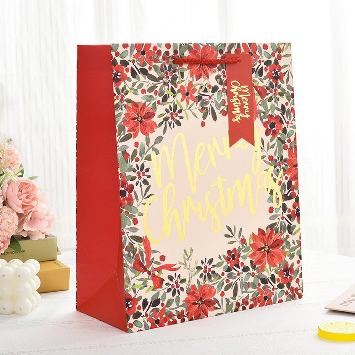 12PCS Christmas Paper Gift Bags Set Xmas Tote