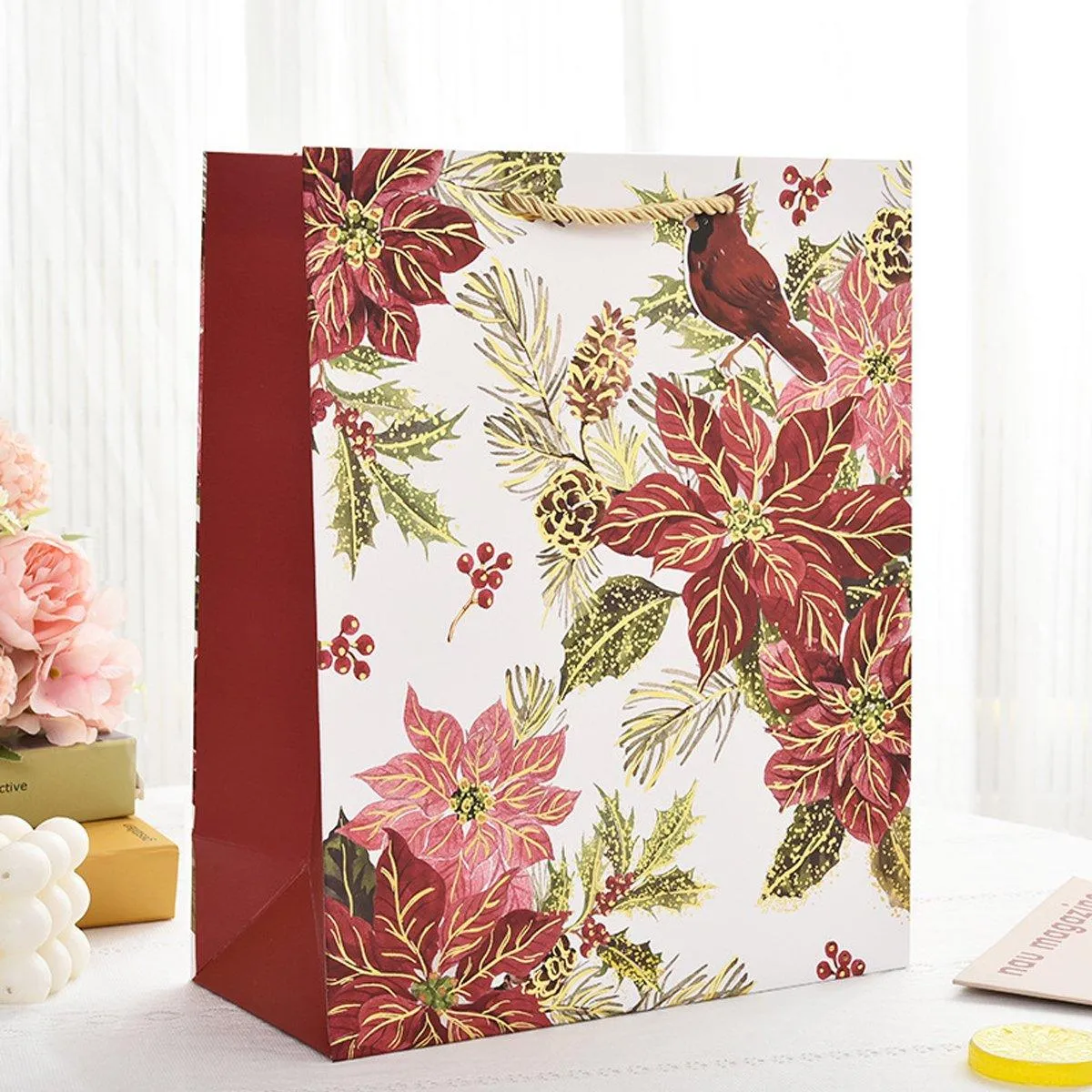 12PCS Christmas Paper Gift Bags Set Xmas Tote