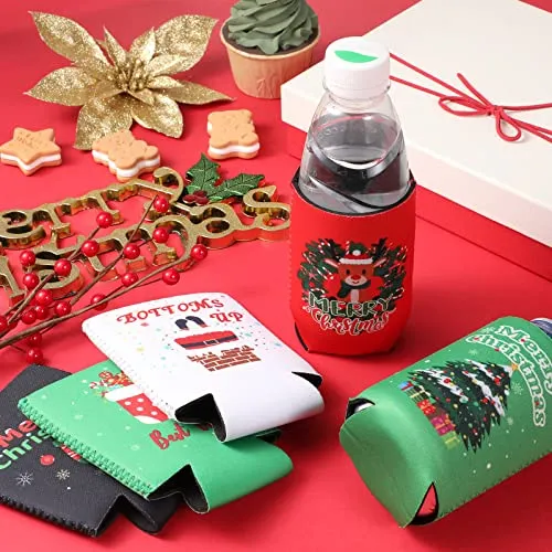 15 Pieces Christmas Beer Covers Christmas Beer Can Coolers Sleeves Xmas Holiday Can Insulated Covers Neoprene Can Coolers Collapsible Reusable Bottle Sleeves Christmas Party Supplies for Winter Party