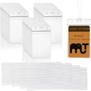 150 Pack Clear Luggage Tags Bag with Clear Loop Straps Waterproof Tag Holder Resealable Zip Identification ID Card Badge Holder for Business Travel and Office Supplies(150)