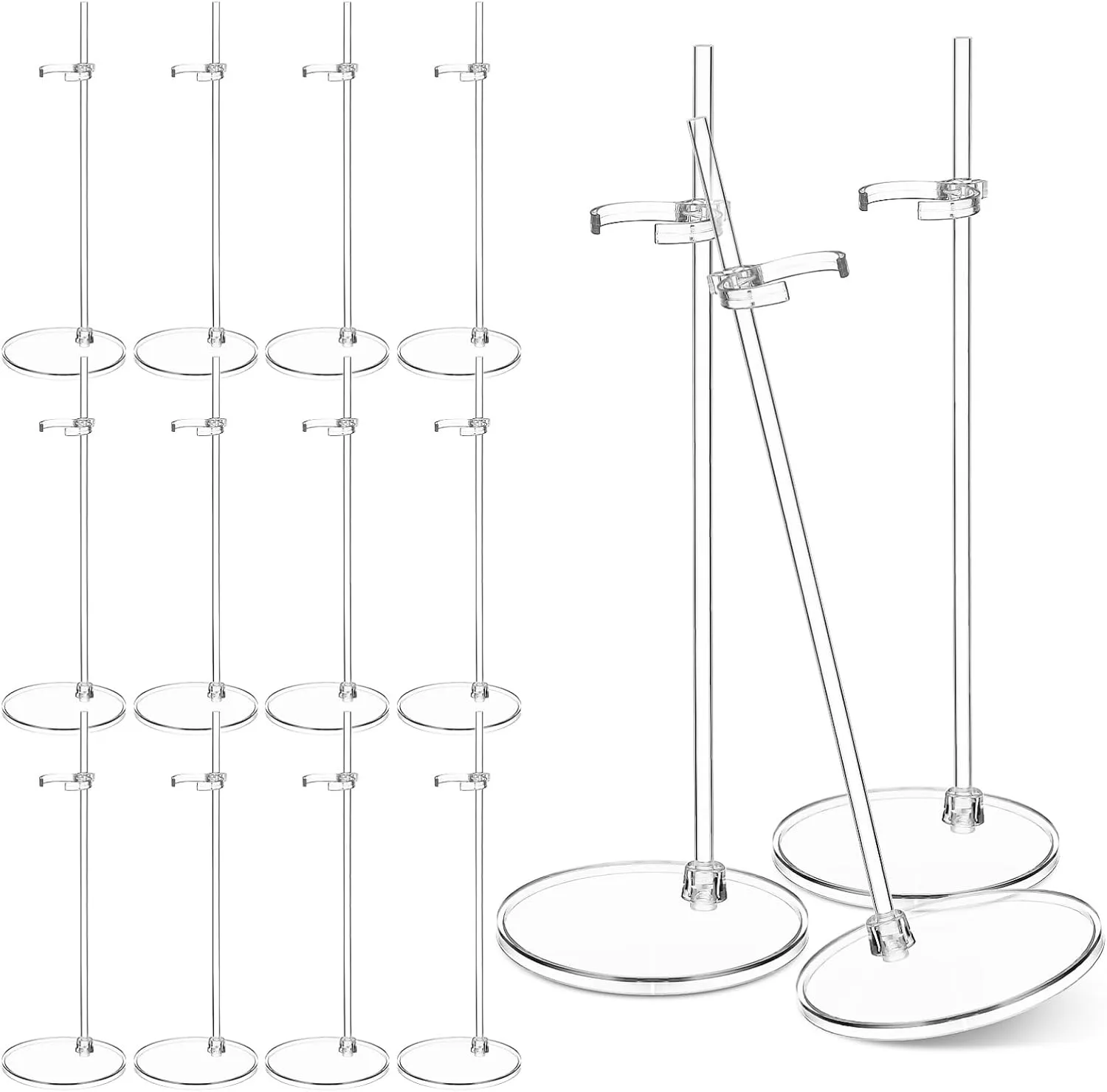 15pcs Dolls Display Stand: Adjustable Dolls Holder Transparent Action Figure Stand Display Holders for 9 to 13 in Figure Doll Display