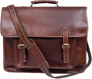 17 inch Top Grain Leather briefcases Laptop Messenger Bags for Men and Women Best Office Satchel Bag