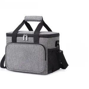 1Pc Grey Oxford Cloth Lunch Bag with High Capacity, Handheld & Shoulder Straps Waterproof