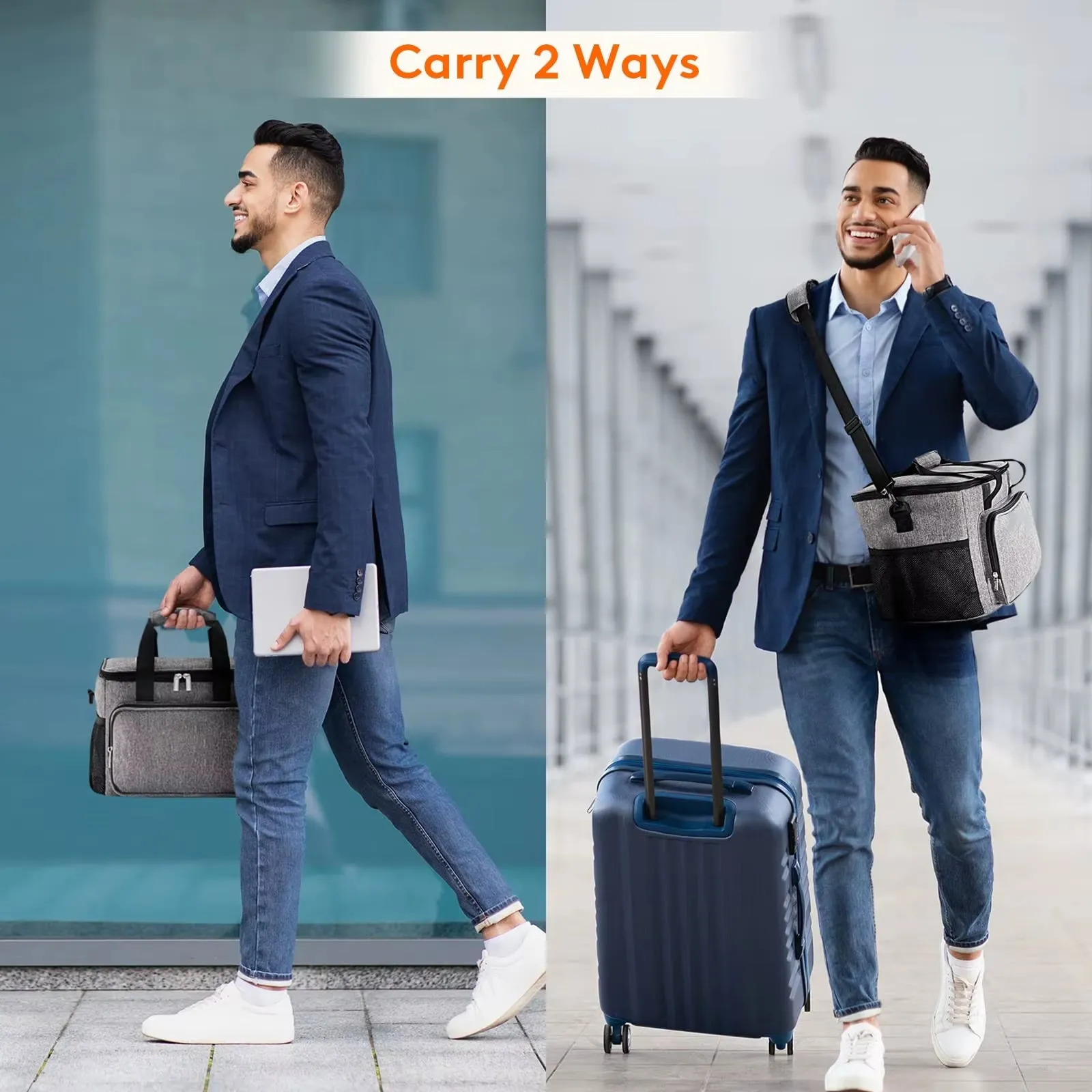 1Pc Grey Oxford Cloth Lunch Bag with High Capacity, Handheld & Shoulder Straps Waterproof