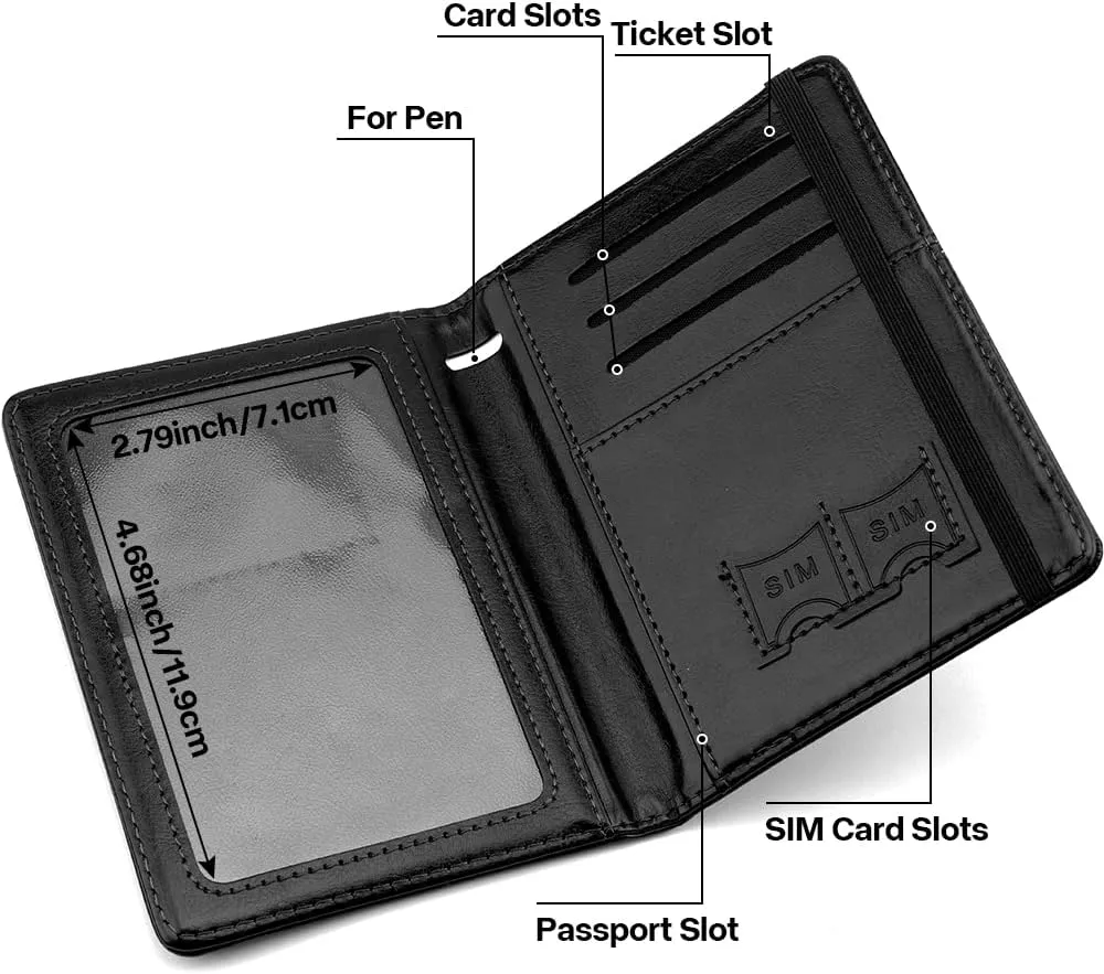 2 Pack Leather Passport Cover - Waterproof Passport Wallet - Black   Navy Blue