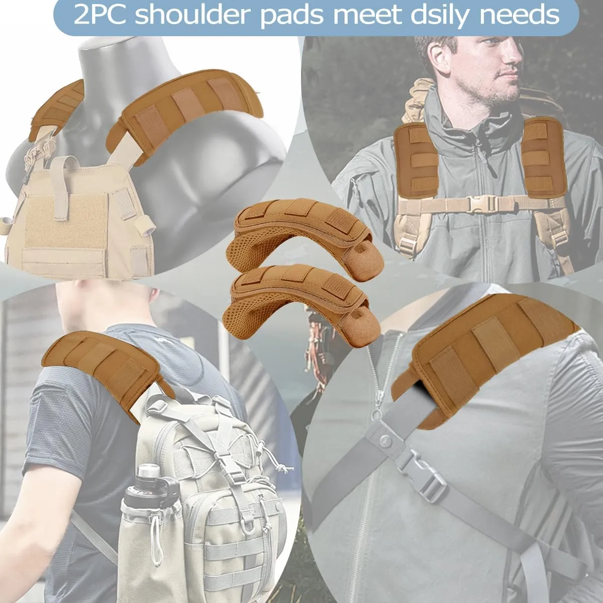 2-Pack Shoulder Pad Ultra-Thick Tactical Vest Cushion for Laptop Bags, Messenger Bags, Briefcase Bags, Luggage Bags, Tool Bags, Travel Bags and Most Bags