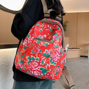 2023 Northeastern Floral Backpack – Trendy Large-Capacity Nylon Printed School Bag for Women & Men
