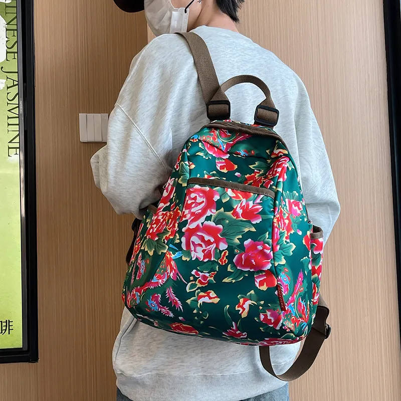 2023 Northeastern Floral Backpack – Trendy Large-Capacity Nylon Printed School Bag for Women & Men