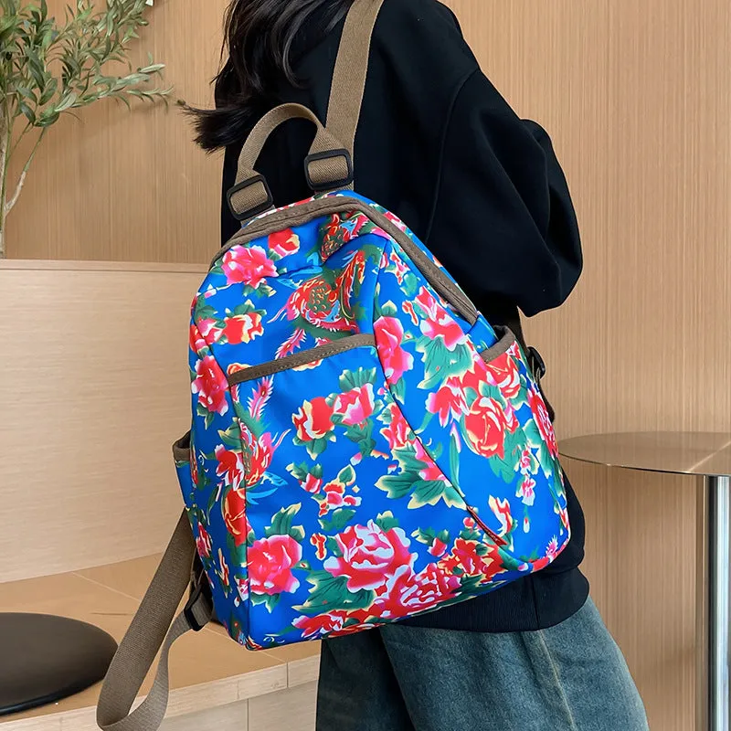 2023 Northeastern Floral Backpack – Trendy Large-Capacity Nylon Printed School Bag for Women & Men