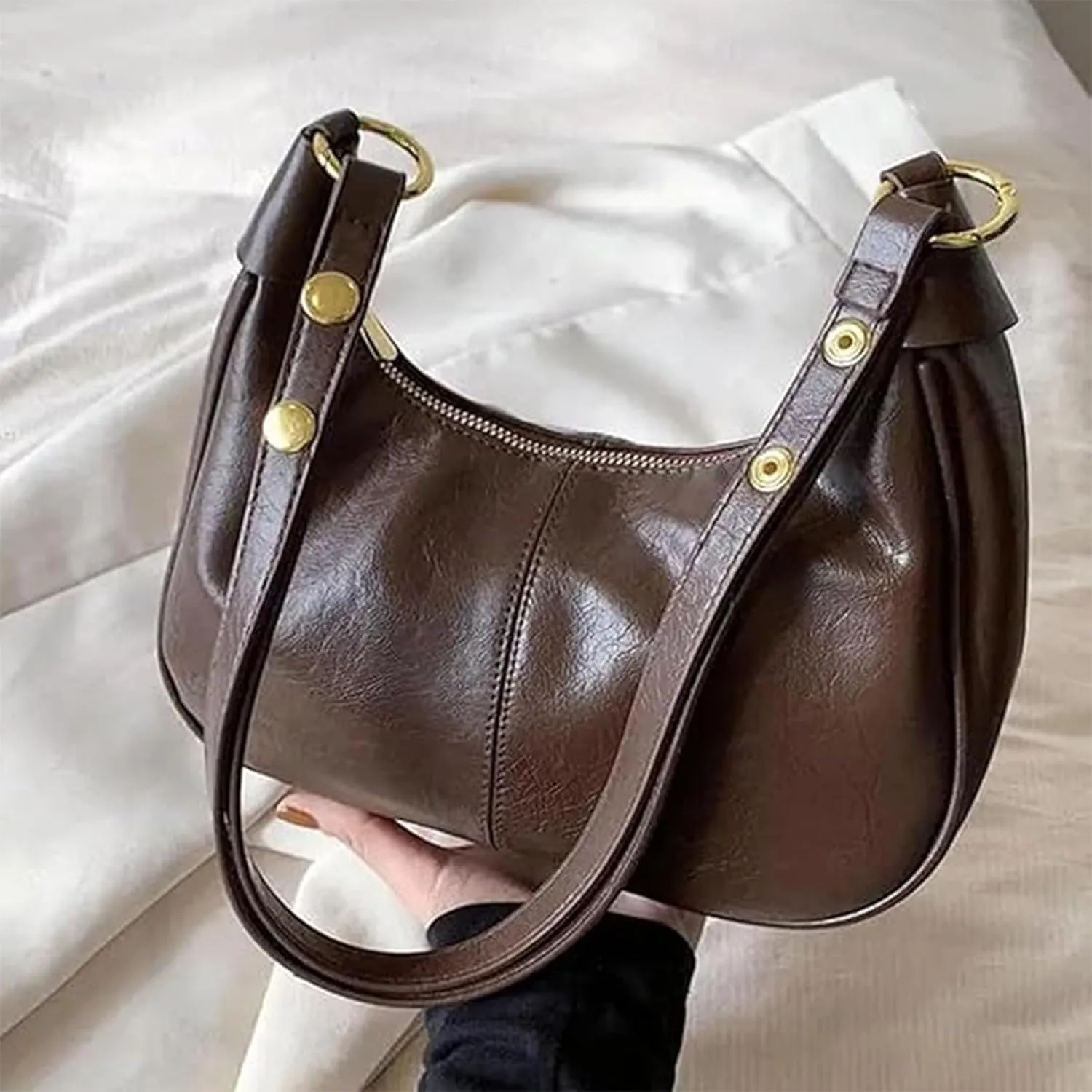 2025 Women's Designer Solid Color Hobo Shoulder Purse Bag - Versatile and Elegant Crescent Underarm Bag