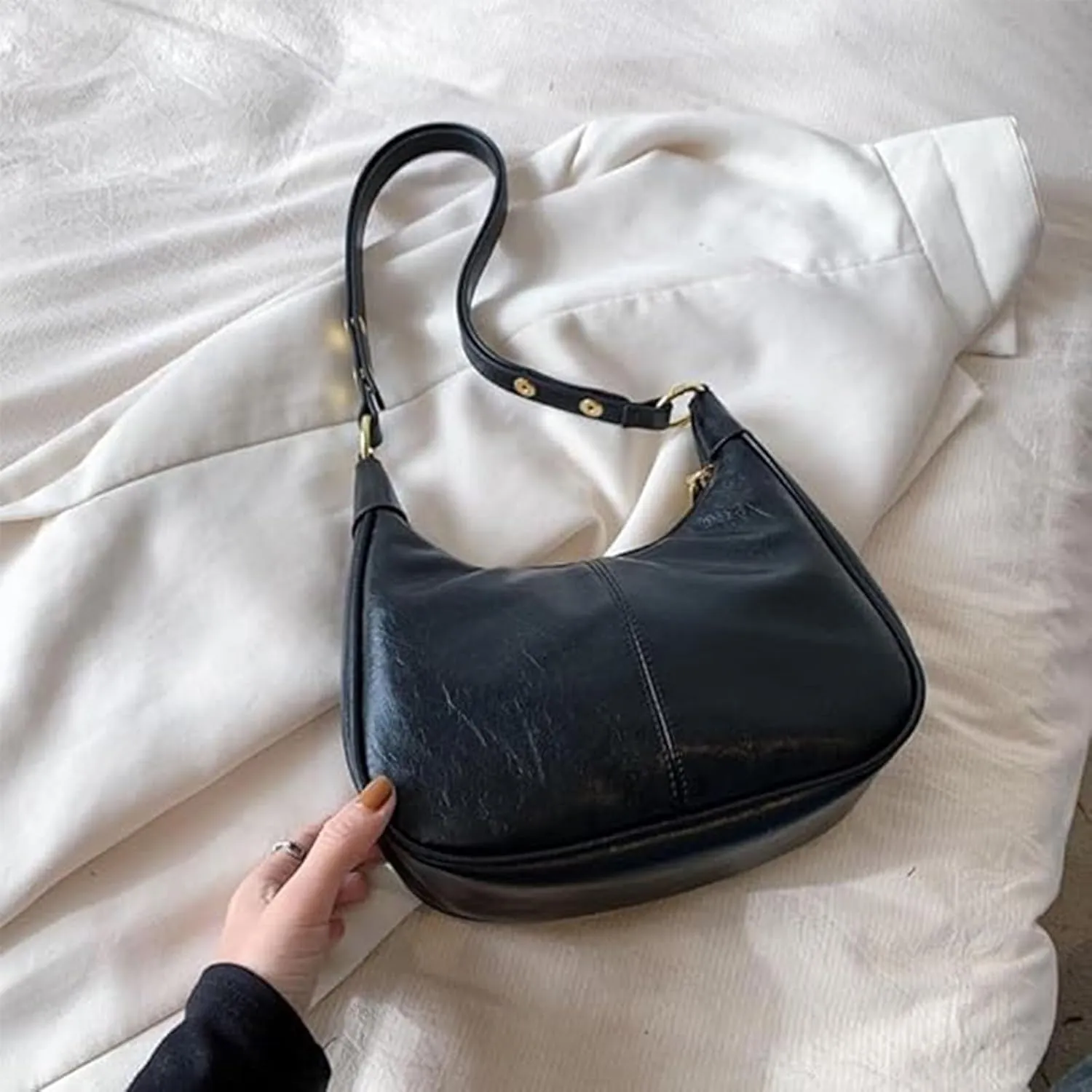 2025 Women's Designer Solid Color Hobo Shoulder Purse Bag - Versatile and Elegant Crescent Underarm Bag