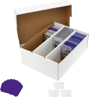 2100-Count Trading Card Storage Box-3-Row Design/8 Dividers&3 Supporters-Fits MTG, TCG, Sports Cards(Sleeved/Unsleeved)-Magnetic&Toploader Compatible-Durable Cardboard (1 Pack)