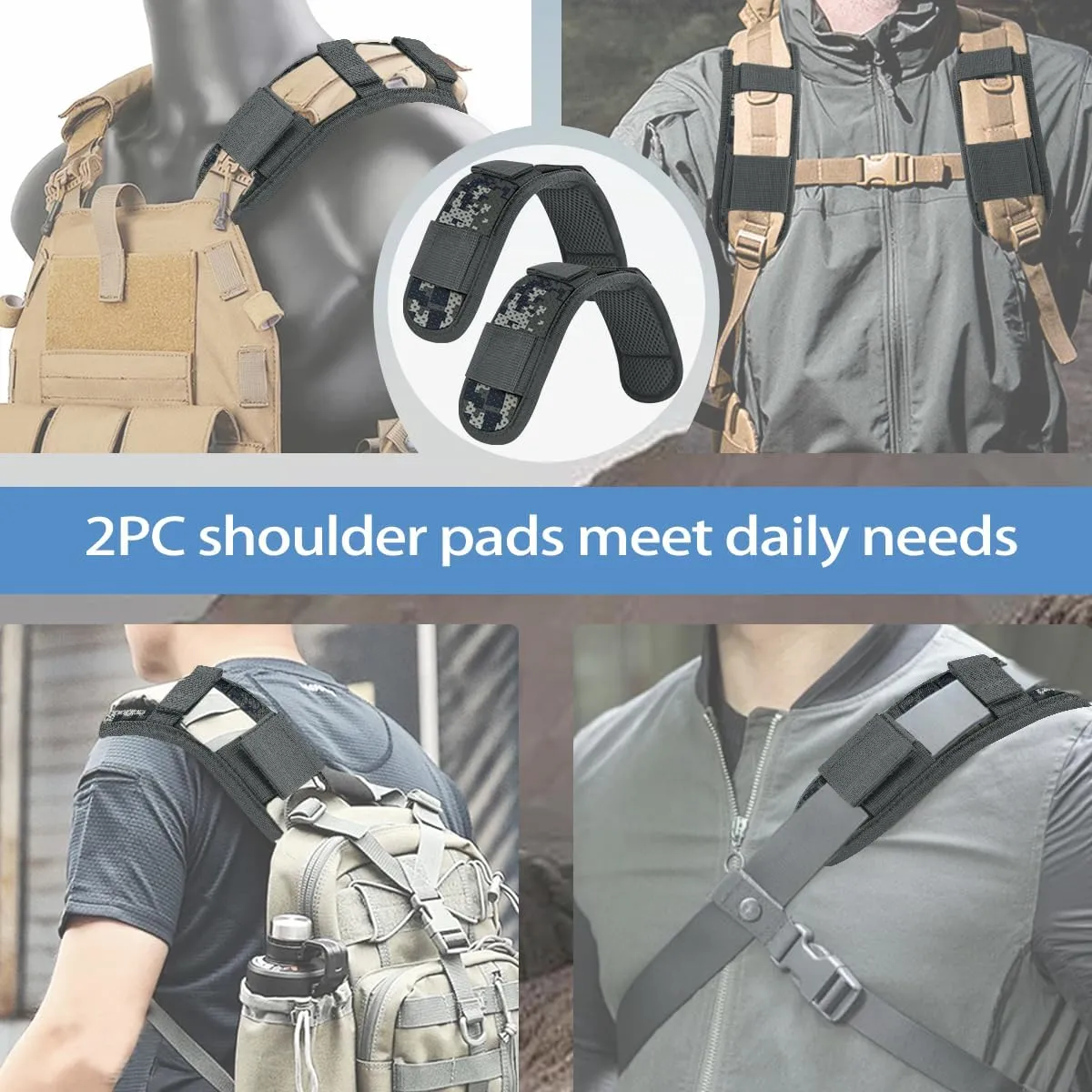 2Pcs Ultra-Thick Shoulder Pad Cushions for Laptop Bags,Messenger Bags,Briefcases,Luggage, Tool Bags,Travel Bags etc