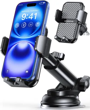 3-in-1 Car Phone Holder [122 LBS Strongest Suction & Stable Clamp Arm] 360° Adjustable Car Phone Mount, Cell Phone Holders for Your Car for Dashboard Vent, All Smartphones & Car Models (Black)