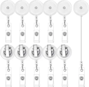 30 Pieces Retractable Badge Reels with Swivel Alligator Clip, Badge Reels Holder Badge Reel Clips for Nurse Teacher Office(Translucent Clear)