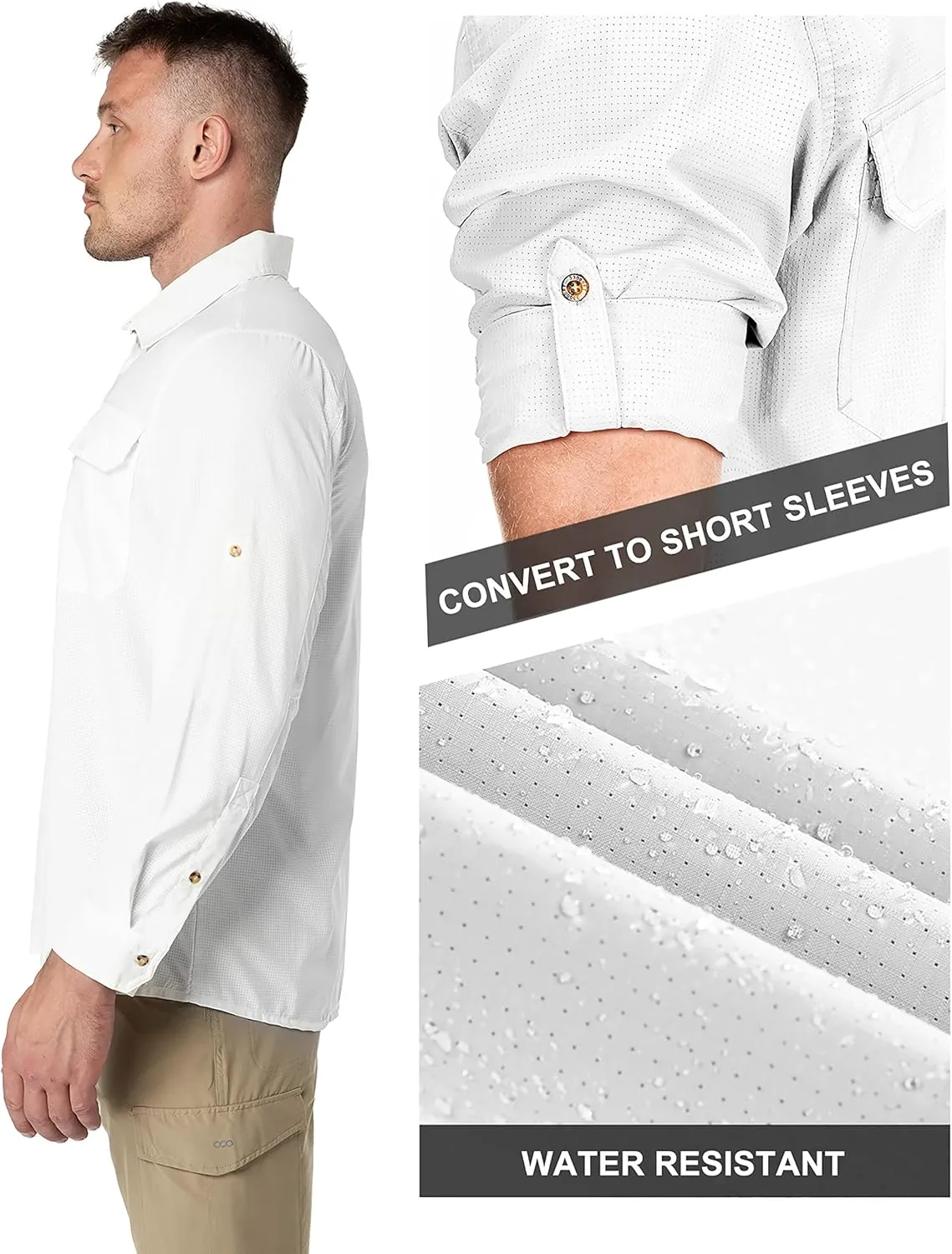 33,000ft Men's Long Sleeve Sun Protection Shirt UPF 50  UV Quick Dry Cooling Fishing Shirts for Travel Safari Camping Hiking