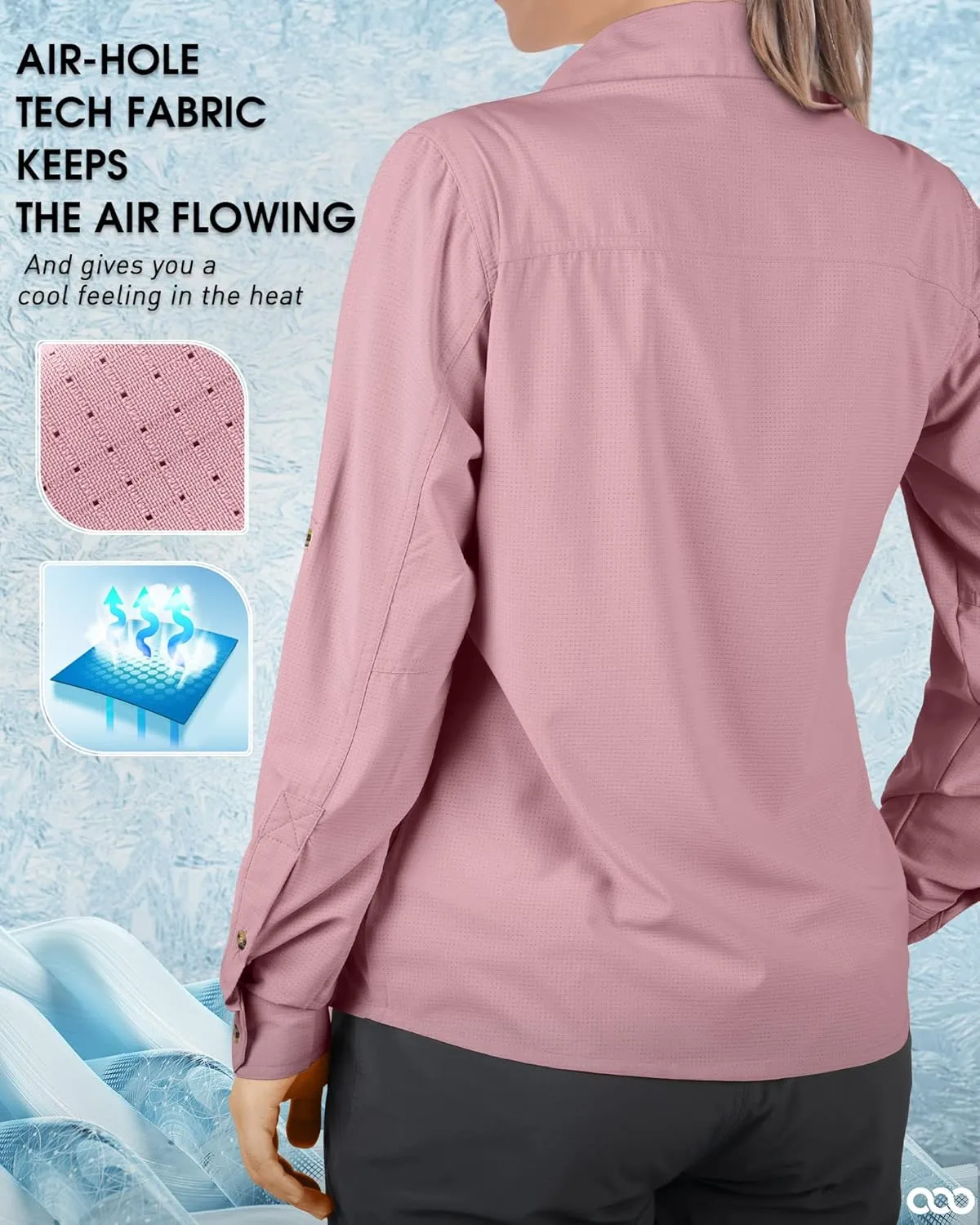 33,000ft Women's UPF 50 UV Sun Protection Shirt, Cool Quick Dry Long Sleeve Outdoor Fishing Hiking Safari Travel Shirt