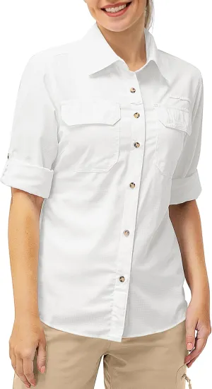 33,000ft Women's UPF 50 UV Sun Protection Shirt, Cool Quick Dry Long Sleeve Outdoor Fishing Hiking Safari Travel Shirt