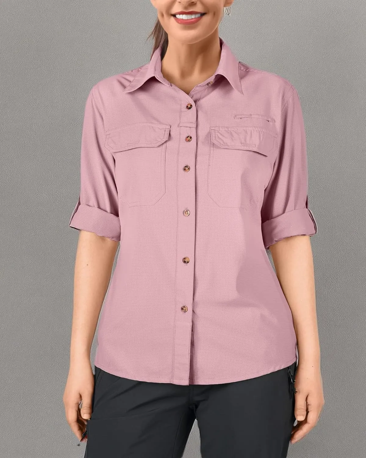 33,000ft Women's UPF 50 UV Sun Protection Shirt, Cool Quick Dry Long Sleeve Outdoor Fishing Hiking Safari Travel Shirt