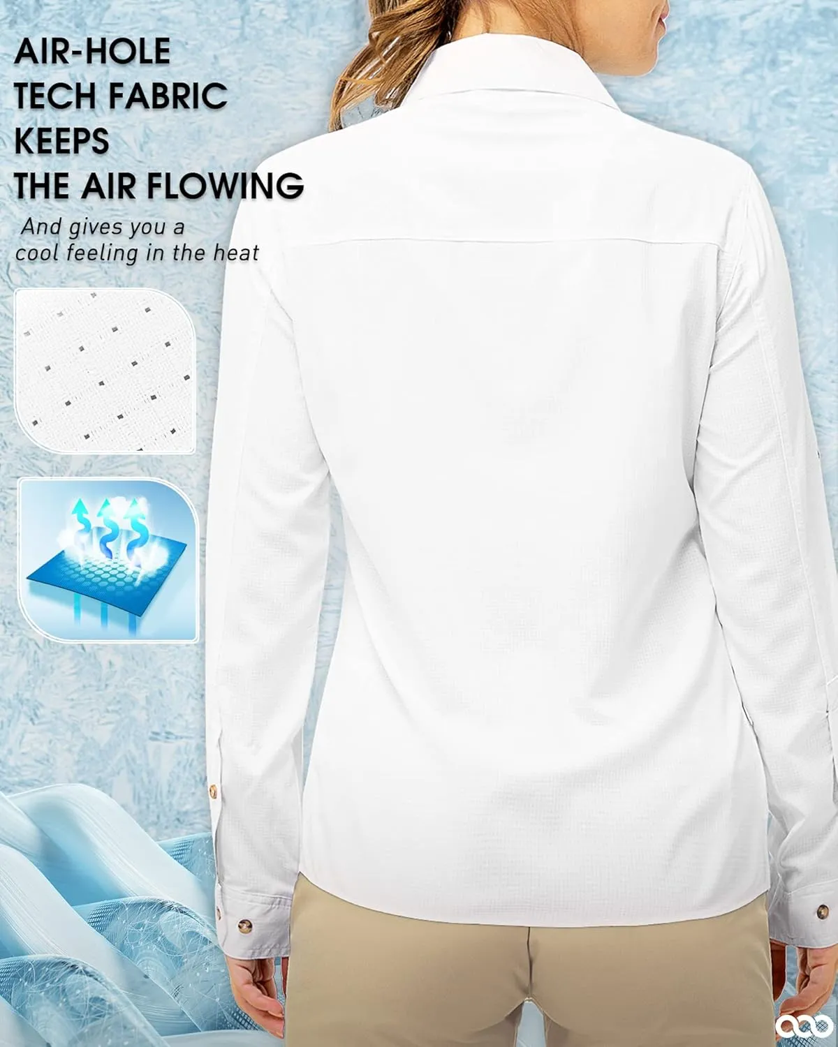 33,000ft Women's UPF 50 UV Sun Protection Shirt, Cool Quick Dry Long Sleeve Outdoor Fishing Hiking Safari Travel Shirt