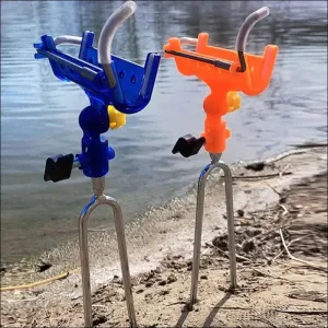 360 degree adjustable fishing rod holders self-locking fish pole bracket ground bank fishing rod