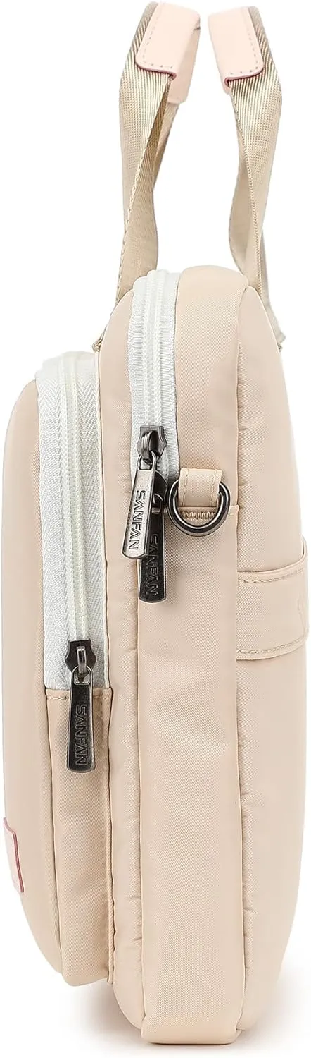 360° Protective Laptop Shoulder Sleeve Case Bag for MacBookAir 13 inch,MacBook Pro 14 inch and 13.3 inch-14.4 inch Laptop (Cream-coloured)