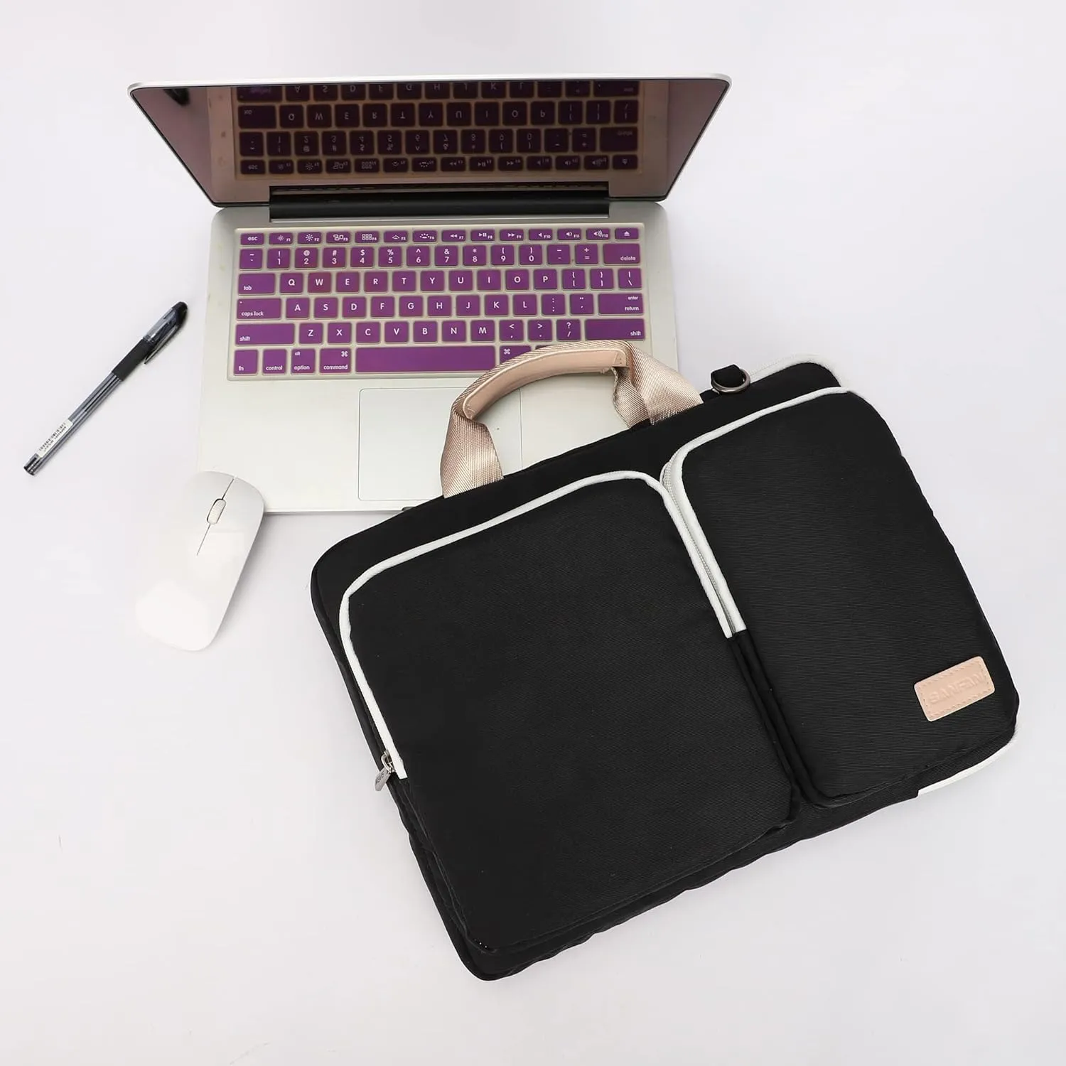 360° Protective Muti-Pockets Laptop Shoulder Bag Sleeve Case,Laptop Briefcase for 15.6 inch and 16 inch Laptop (Black)