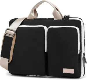 360° Protective Muti-Pockets Laptop Shoulder Bag Sleeve Case,Laptop Briefcase for 15.6 inch and 16 inch Laptop (Black)
