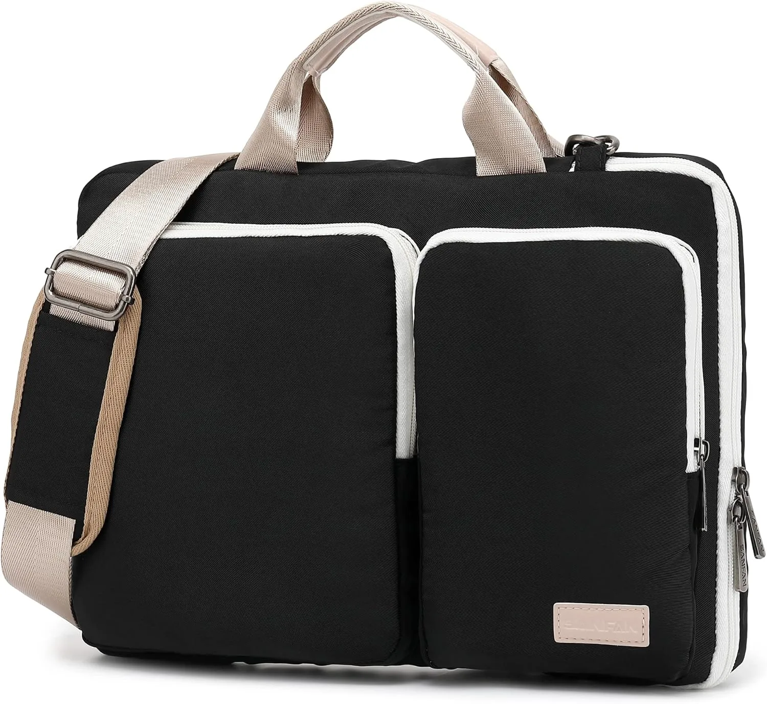 360° Protective Muti-Pockets Laptop Shoulder Bag Sleeve Case,Laptop Briefcase for 15.6 inch and 16 inch Laptop (Black)