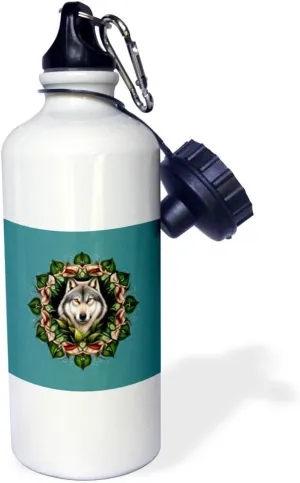 3dRose A Timber Wolf Surrounded By Ladys Slipper Minnesota State... - Water Bottles (wb-383474-1)
