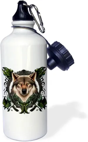 3dRose A Timber Wolf Surrounded By Ladys Slipper Minnesota State... - Water Bottles (wb-384704-1)