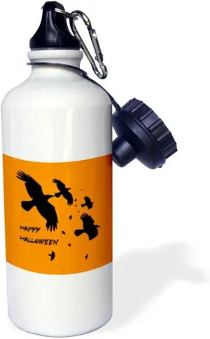 3dRose Happy Halloween Crows In Flight Vector Silhouette - Water Bottles (wb-384340-1)
