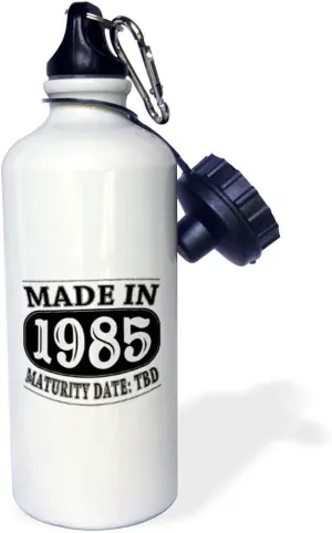 3dRose Made in 1985-Maturity Date TDB-Sports Water Bottle, 21oz , 21 oz, Multicolor