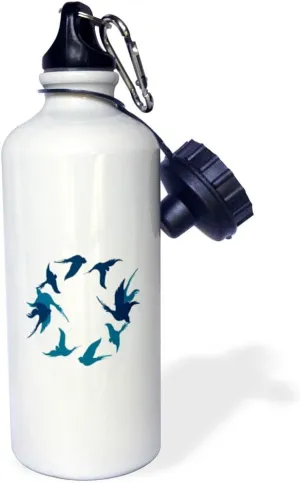 3dRose Swallows In Flight Stylized Silhouette Art Aqua Blue - Water Bottles (wb-383470-1)