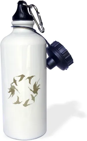3dRose Swallows In Flight Stylized Silhouette Art Beige Brown - Water Bottles (wb-382538-1)