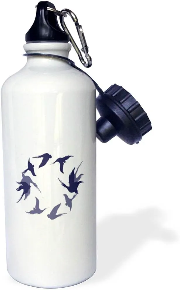 3dRose Swallows In Flight Stylized Silhouette Art Blue - Water Bottles (wb-383999-1)