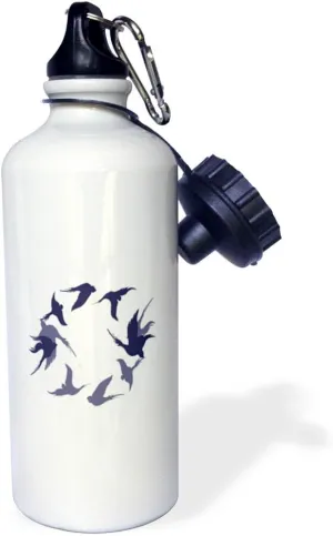 3dRose Swallows In Flight Stylized Silhouette Art Blue - Water Bottles (wb-383999-1)
