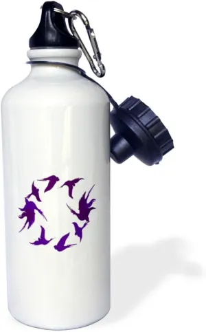 3dRose Swallows In Flight Stylized Silhouette Art Lilac Purple - Water Bottles (wb-384291-1)