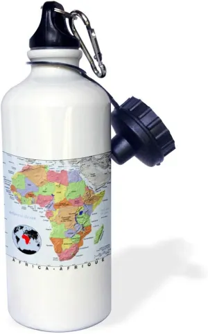 3dRose wb_171746_1 Image Of Topographic Map Of Africa Sports Water Bottle, Multicolor, 21 oz