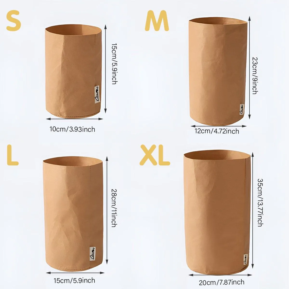 3PCS Washable Kraft Paper Storage Bag Kitchen Organizer